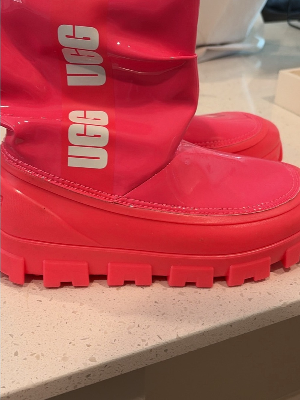 UGG Women's Hot Pink Chunky Rain Boots